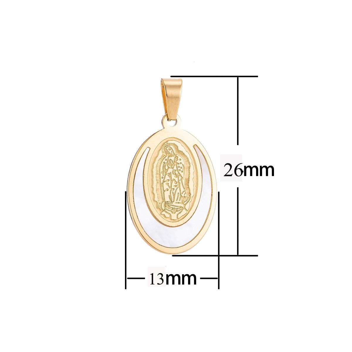 Gold Filled Stainless Steel Virgin Mother Mary Charm Pendant w/ Bails Findings for Earring Necklace Jewelry Making Supplies J-363