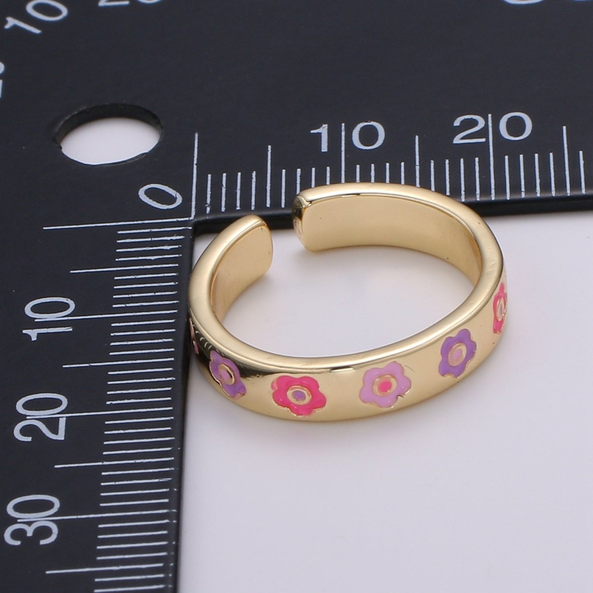 Gold Flower Ring, Floral Ring, Open Ring Adjustable Open Ring, Gold Stacking Ring Minimalist Heart Ring for Kids Teenager Friendship Ring R-488