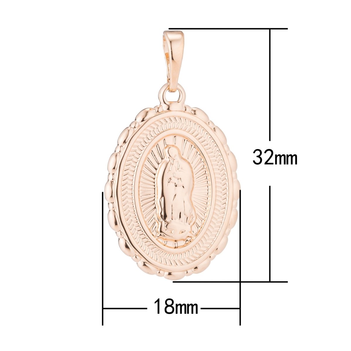 Gold Holy Mother Mary, Virgin, Rosary, Catholic, Novena, Prayer Family DIY Necklace Pendant Charm Bead Bails Findings for Jewelry Making H-484