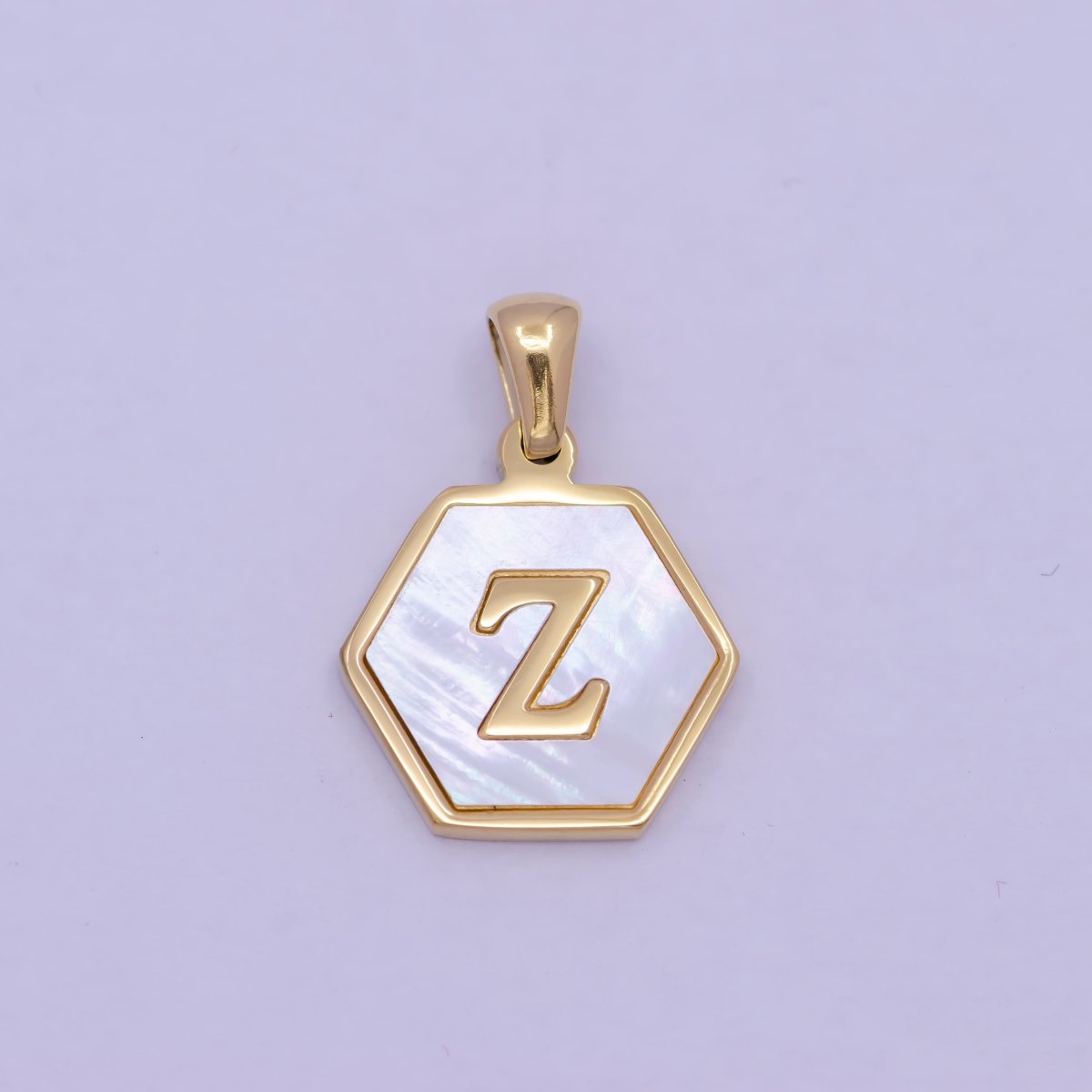 Gold Initial Letter Necklace Pendant Hexagon Alphabet Charm Mother of pearl Letter Minimalist Jewelry Shell Hexagon Pendant for Necklace Bracelet A-875-A-887