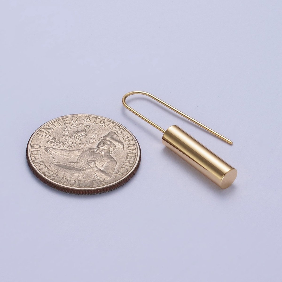 Gold Long Tube French Hook Minimalist Earrings | AD-147