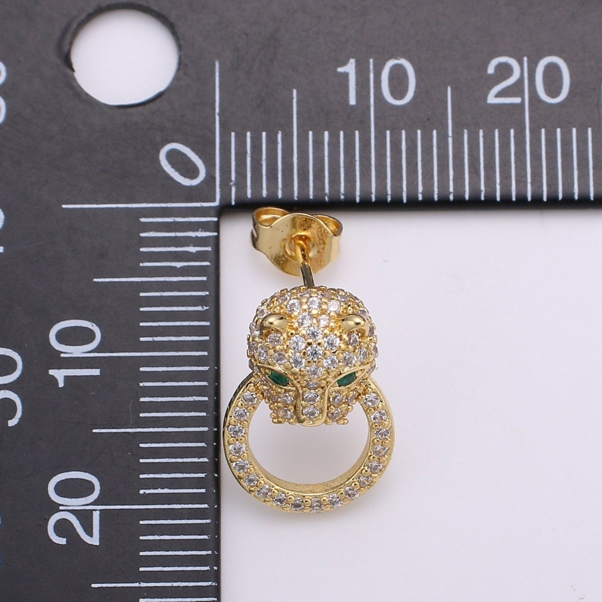 Gold Panther Earring CZ Micro Pave Stud Earring Dainty Leopard Earrings, Animal Cat Earrings, Jaguar Earrings, Panther Stud Earrings Q-297