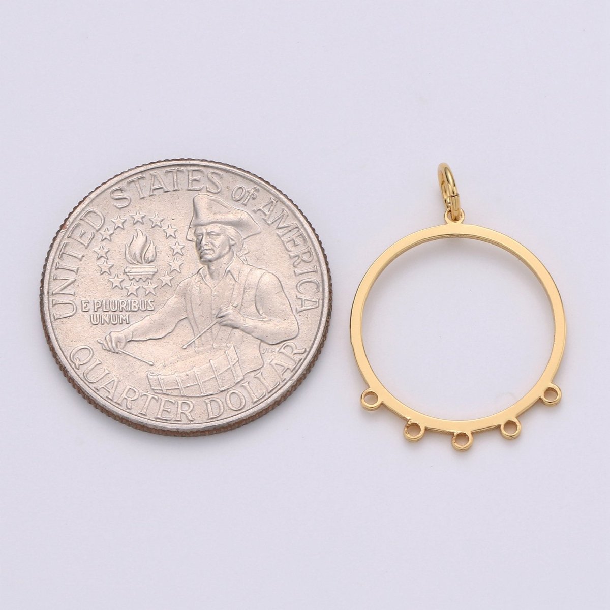Gold Plated Circle Five Link for Charm to make Earring Necklace Jewelry Making Supply, K-881