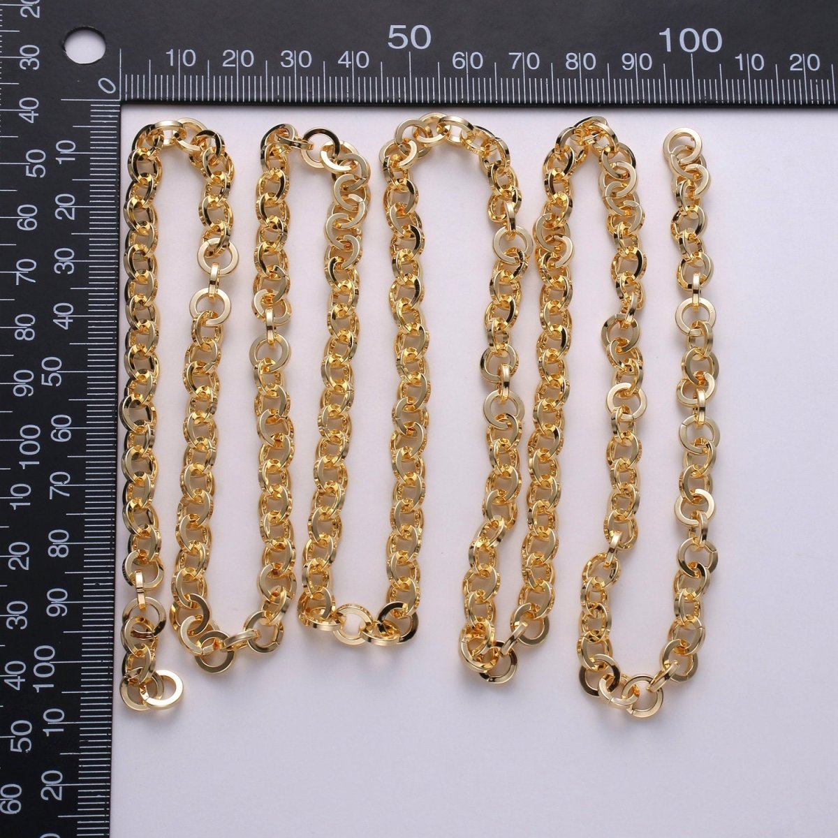 Gold Rolo Chain, 7mm Width, 16K Gold Filled Thin Flat Minimalist Jewelry, For Necklace Anklet Bracelet Supply Component | ROLL-273