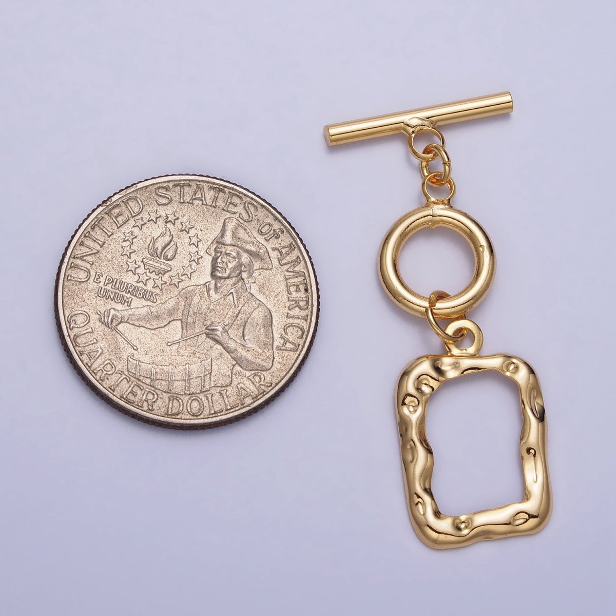 Gold, Silver Double Toggle Clasps Round & Hammered Rectangular Jewelry Closure Supply | Z-095 Z-096