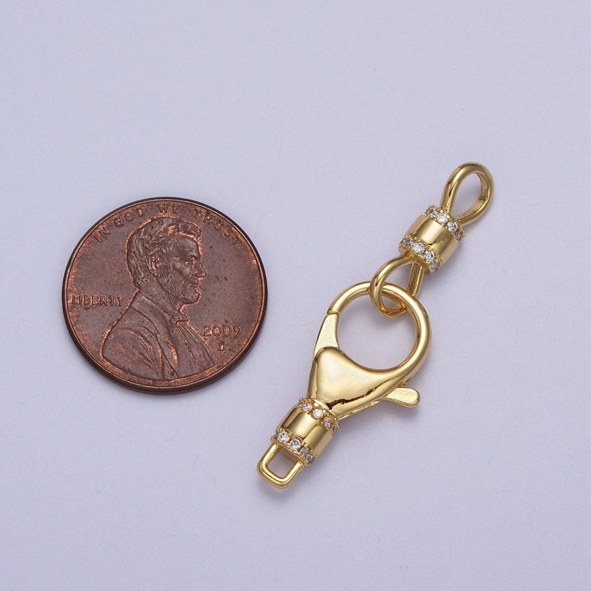 Gold, Silver Lobster Clasps Double Latch On Micro Paved CZ Jewelry Closure Supply | Z-041 Z-042