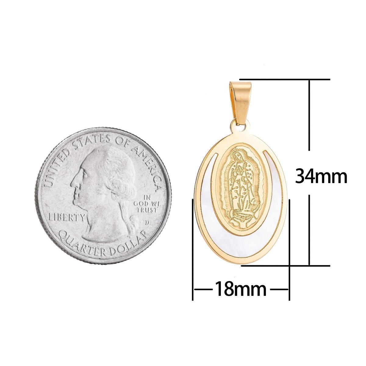 Gold Stainless Steel Mother Mary Pray for Us Necklace Pendant Charm Bails Findings for Jewelry Making J-331