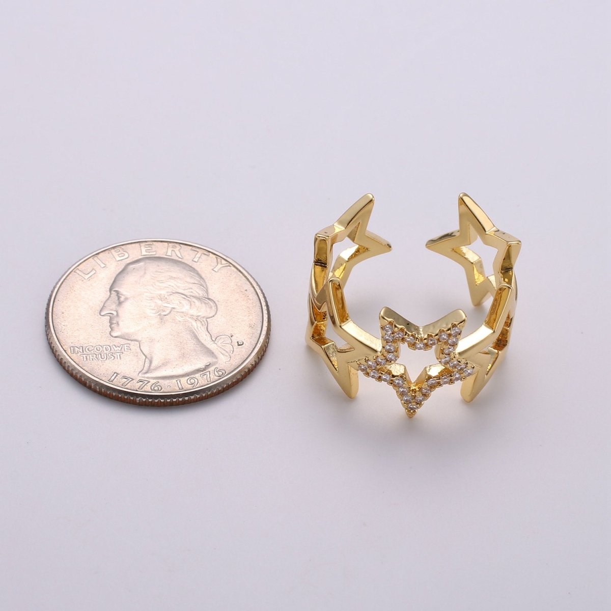 Gold Star Ring, Dainty Star Ring, Adjustable Ring, Minimalist Star Ring, Minimalist Ring, Gold Open Ring, Celestial Jewelry R-090