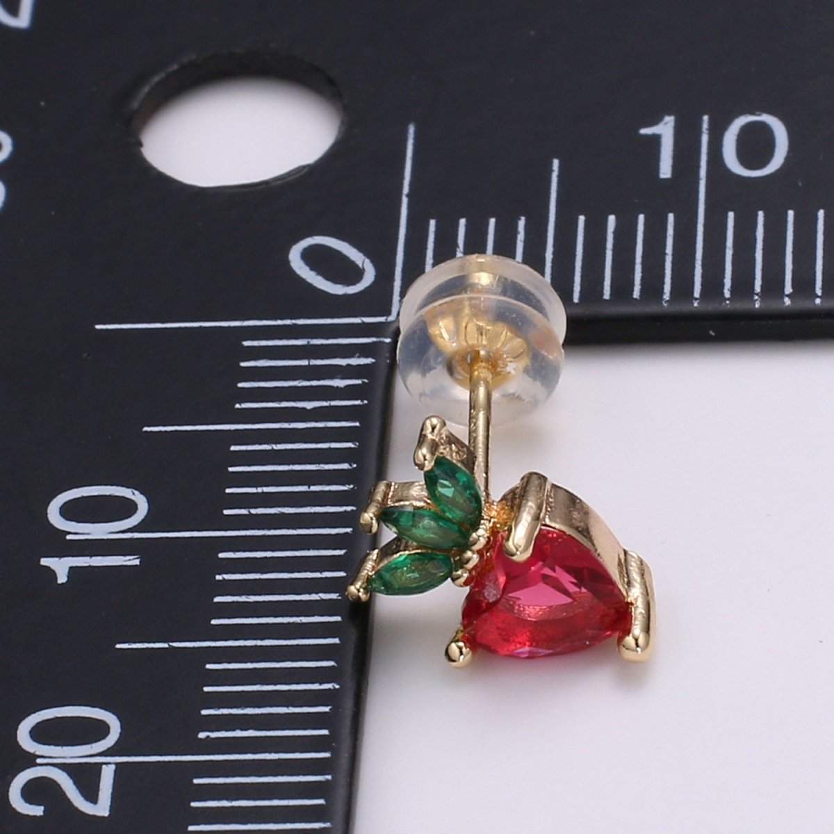 Gold Strawberry Stud Earring, Crystal Berry Studs, Strawberry Fruit Earring, Minimalist Earring, Dainty Earrings for Girls, Gift P-016