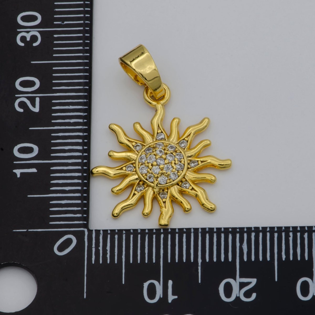Gold Sunburst Sunshine Pave Cubic Zirconia Gold Filled Pendants for DIY Jewelry Making H-539