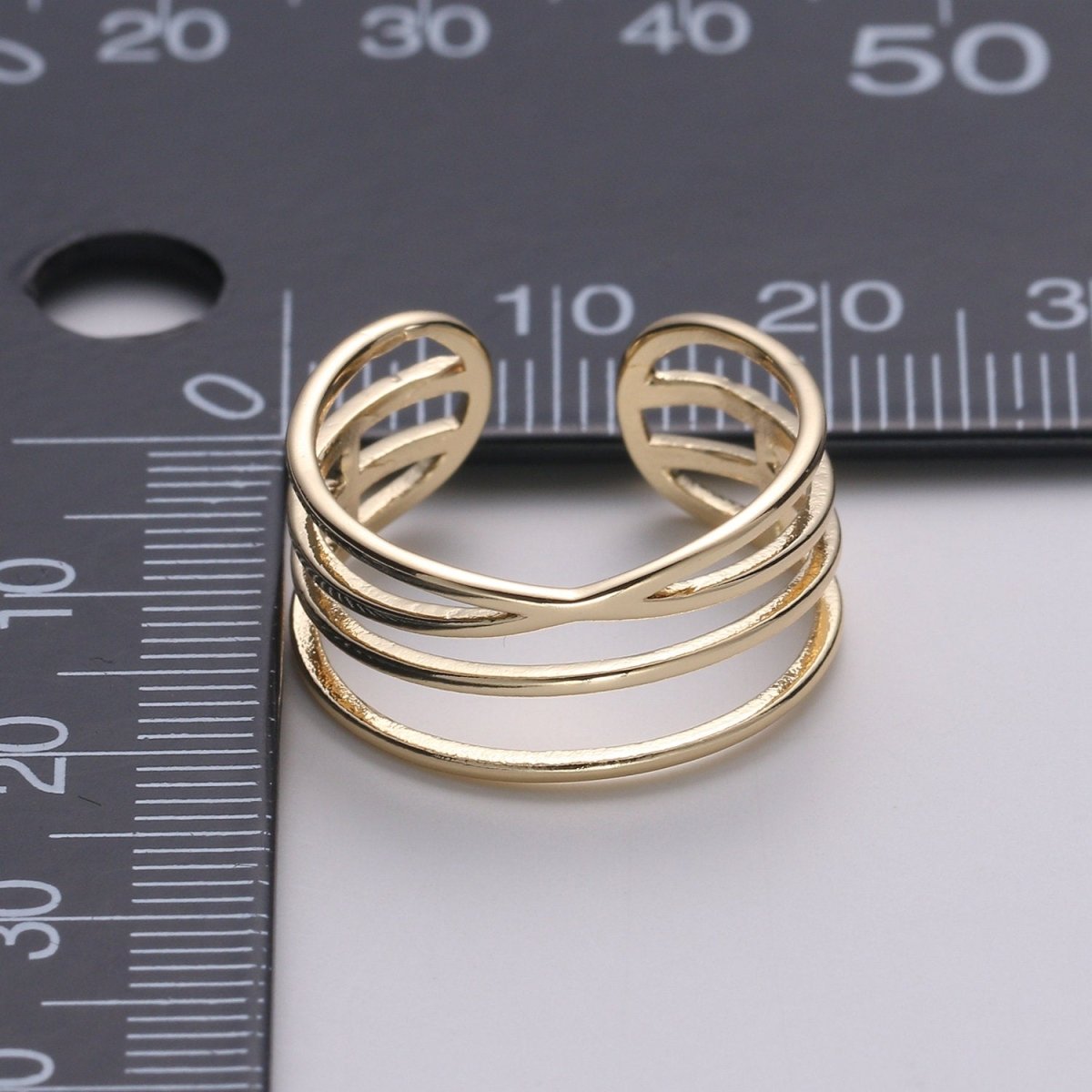 Gold Vermeil Layered Ring | Triple Band Stackable Ring | Dainty Ring Minimalist Jewelry Trendy Midriff or Pinkie Everyday Ring Open Ring R-125