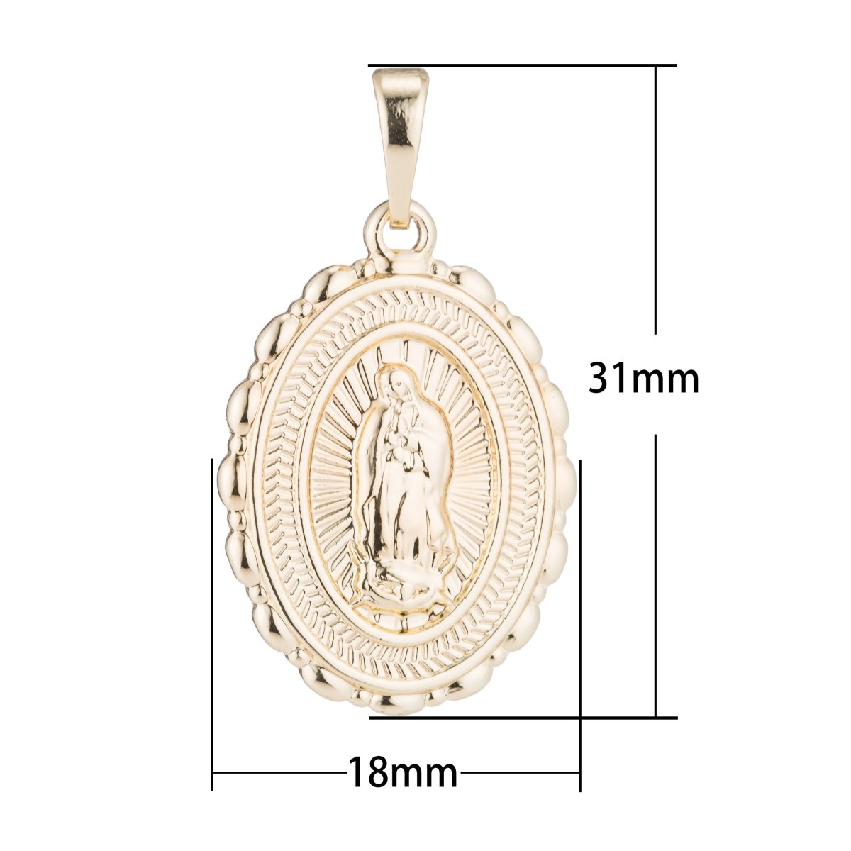 Gold Virgin Mary, Holy, Mother, Catholic, Rosary, Novena, Pray, Gift, DIY, Necklace Pendant Charm Bead Bails Findings for Jewelry Making H-484