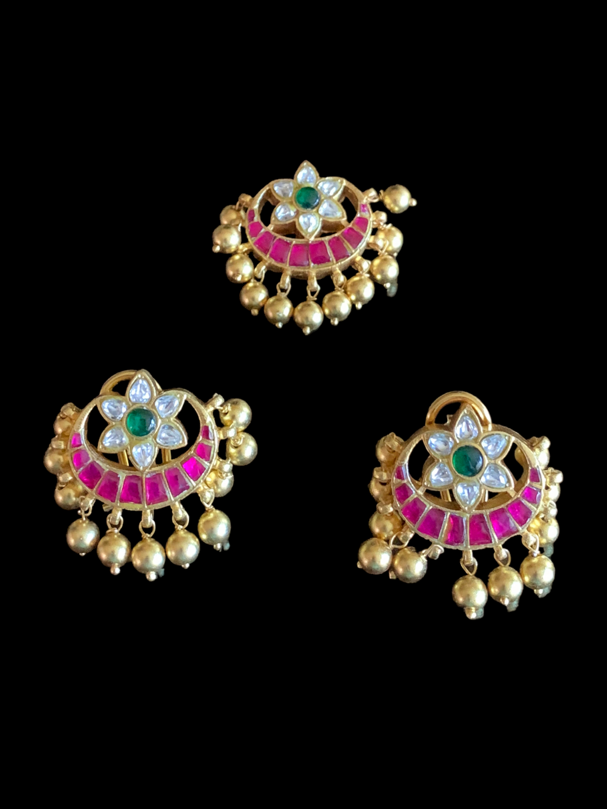 Gold-Plated Silver Pendant Set in Kundan & Kemp Stones | Handcrafted 92.5 Silver Jewelry
( READY TO SHIP )