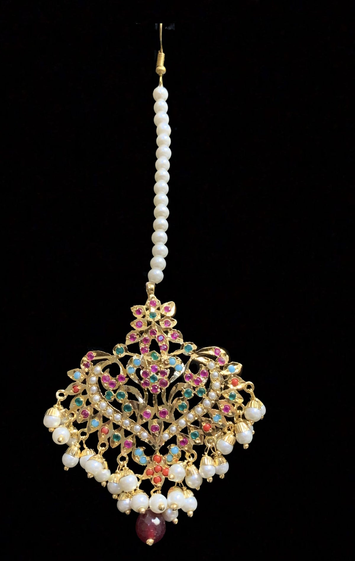 DJET52 Afreen Navratan earrings tika ( READY TO SHIP )
