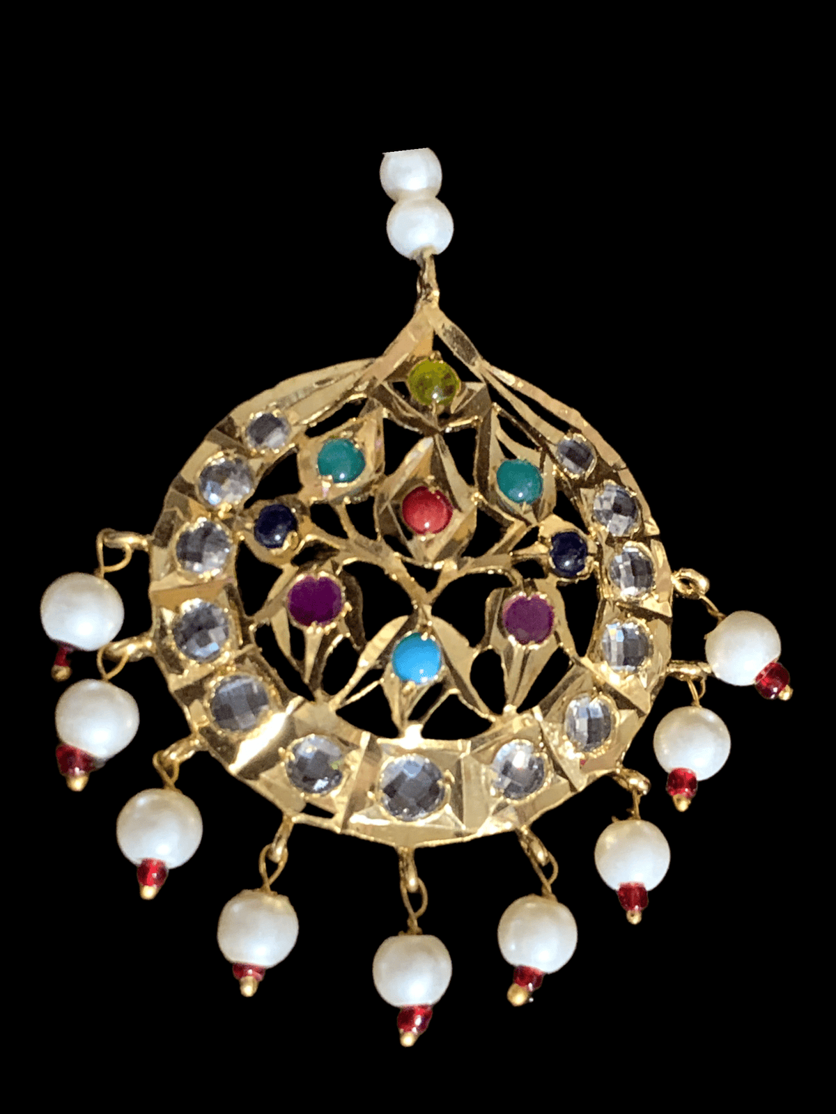 DJTK24 Insia navratan tika in shell pearls (READY TO SHIP )