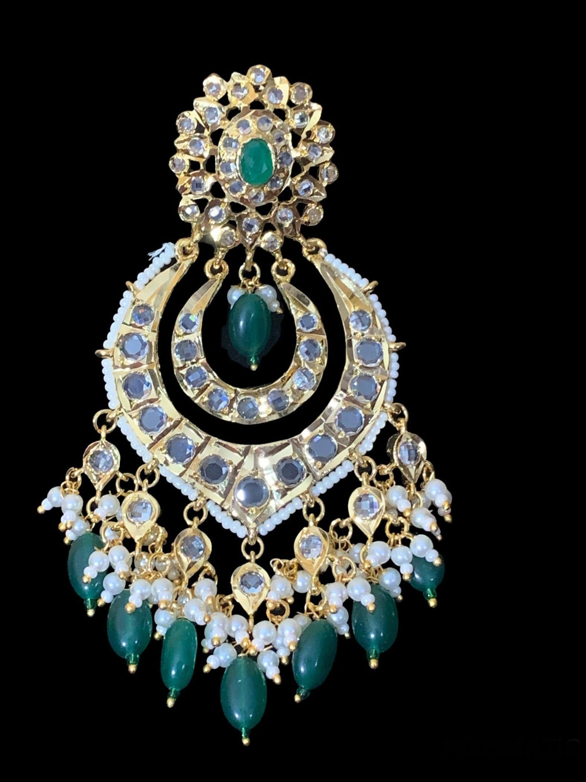 DER224 Liam hyderabadi Chandbali - green ( READY TO SHIP )