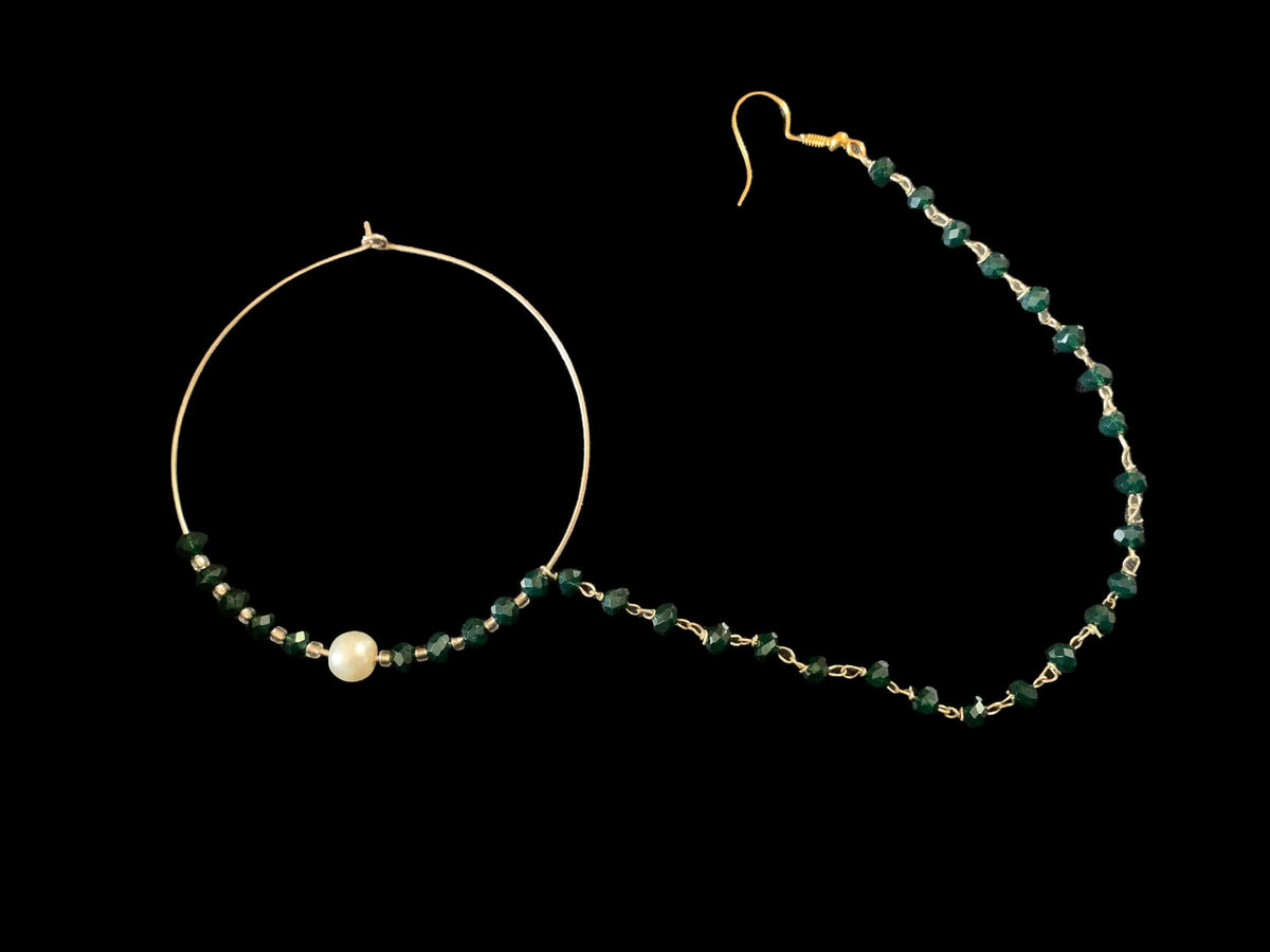Silver plated nosering - green ( READY TO SHIP)