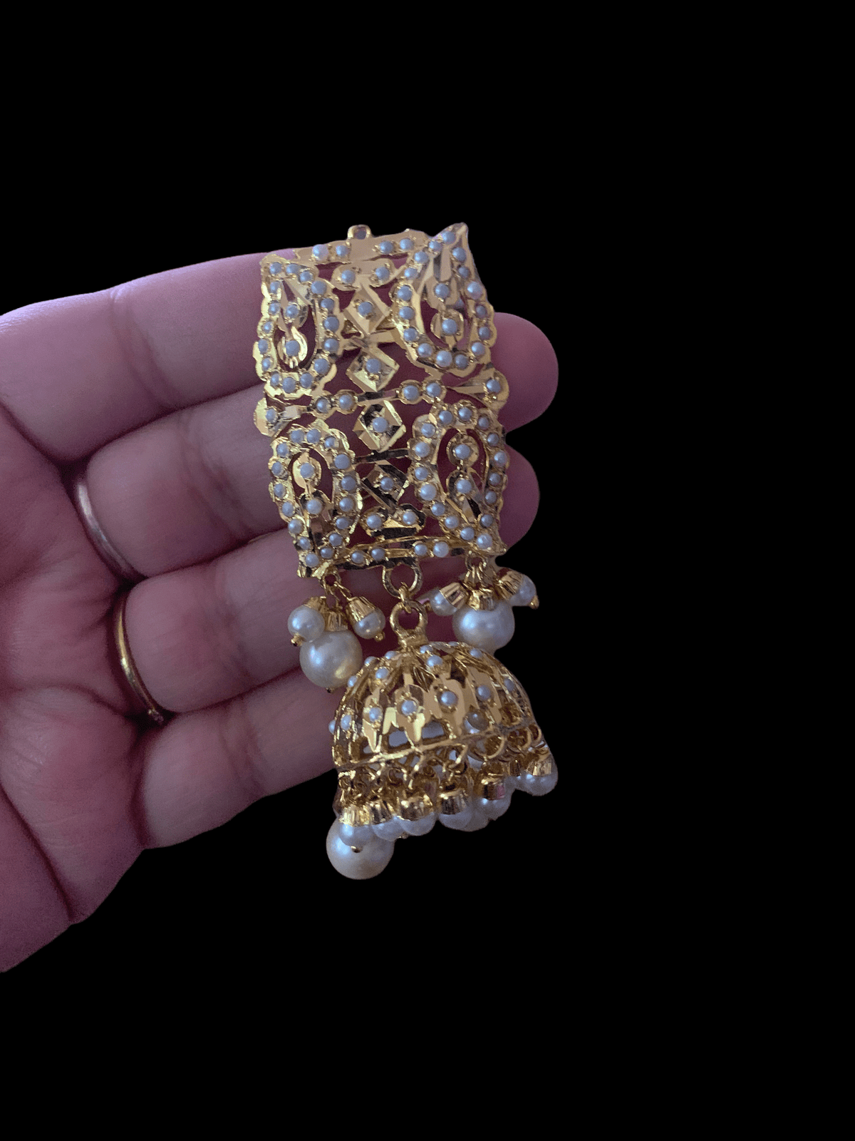 RUBIA Jadau jhumka in shell pearls ( READY TO SHIP )