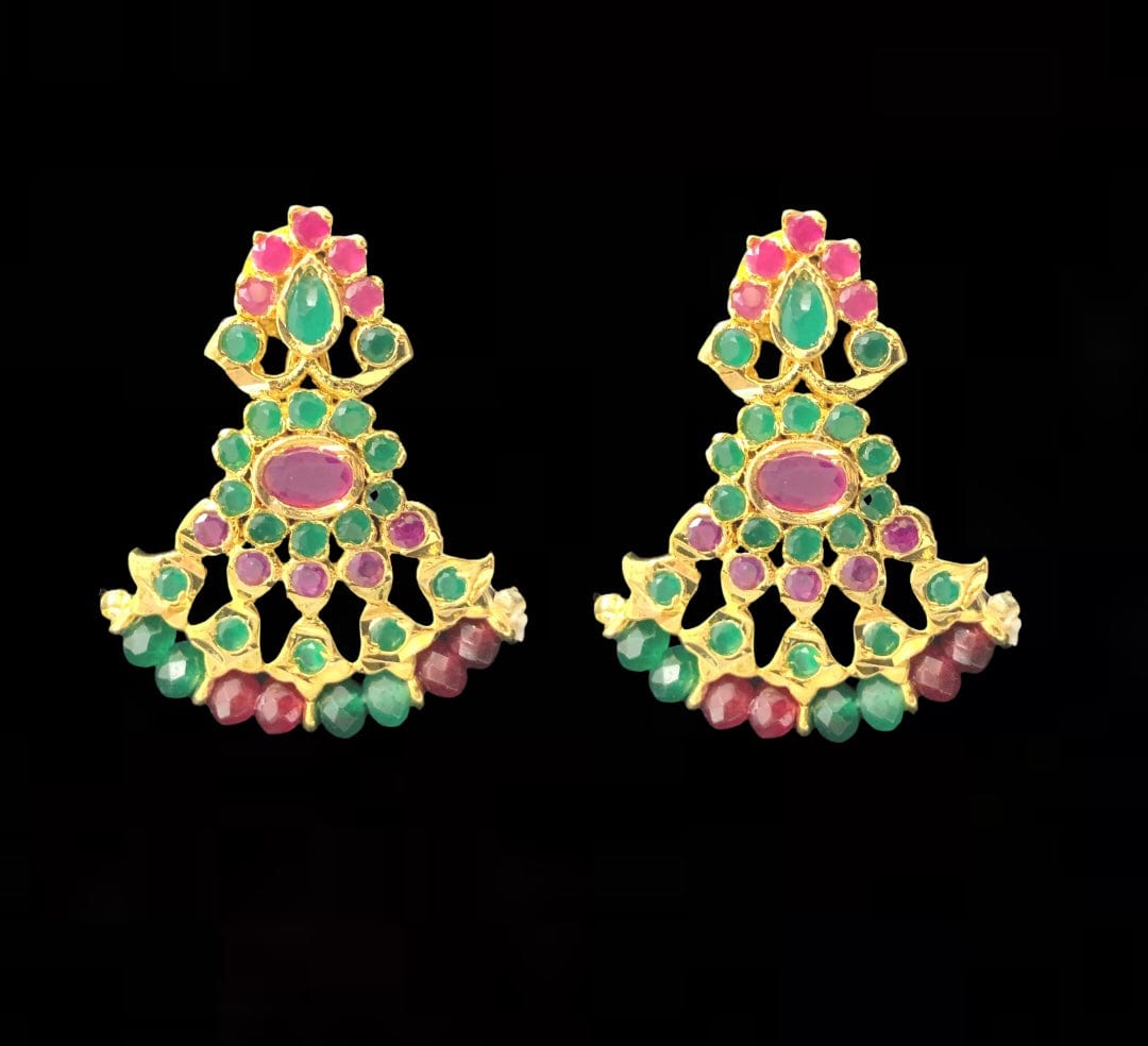 NS108 Ujwala Hyderabadi ruby emerald necklace set with earrings (READY TO SHIP )