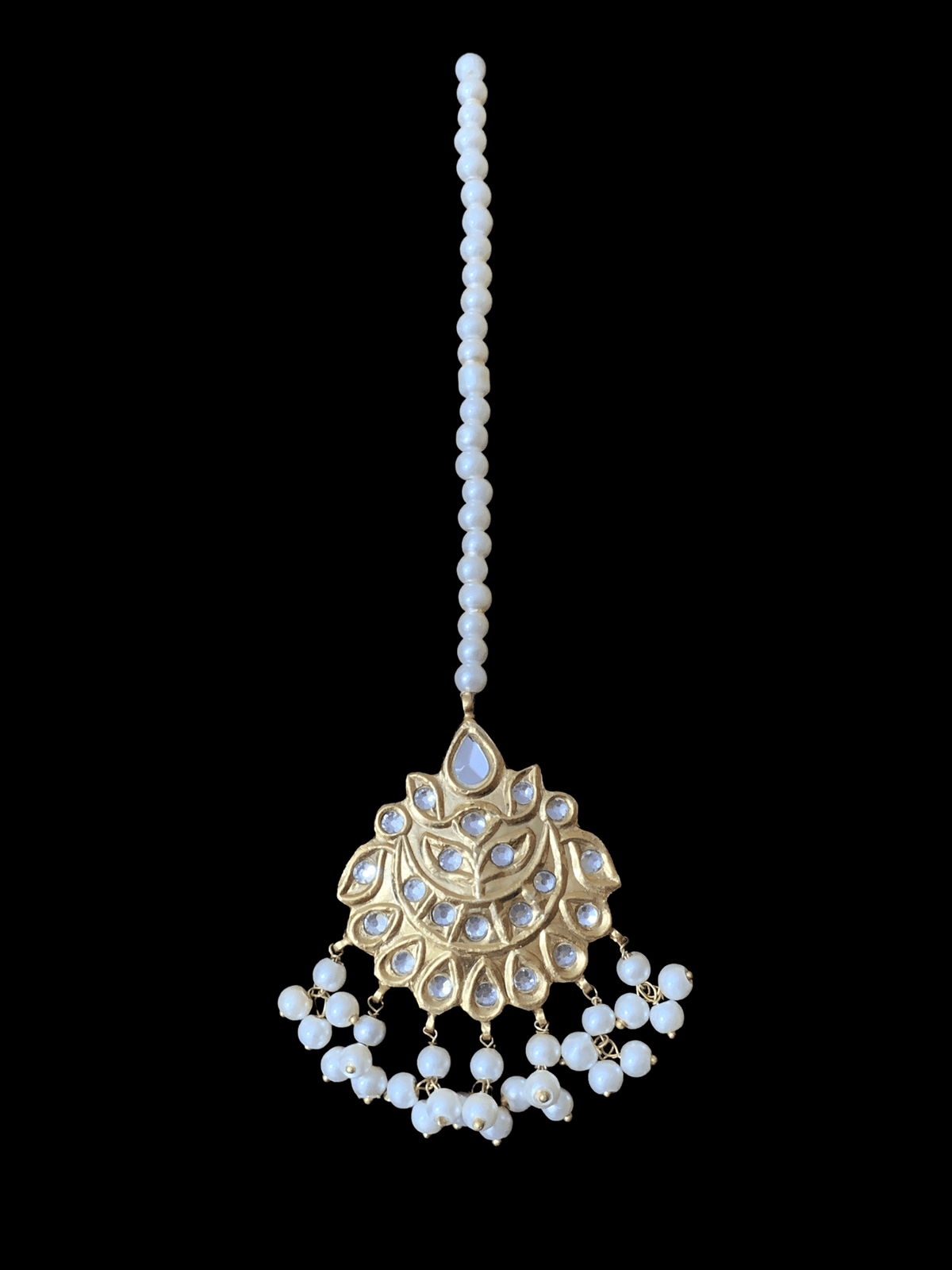 JTK23 Hiba kundan jhoomar tika in pearls ( READY TO SHIP )