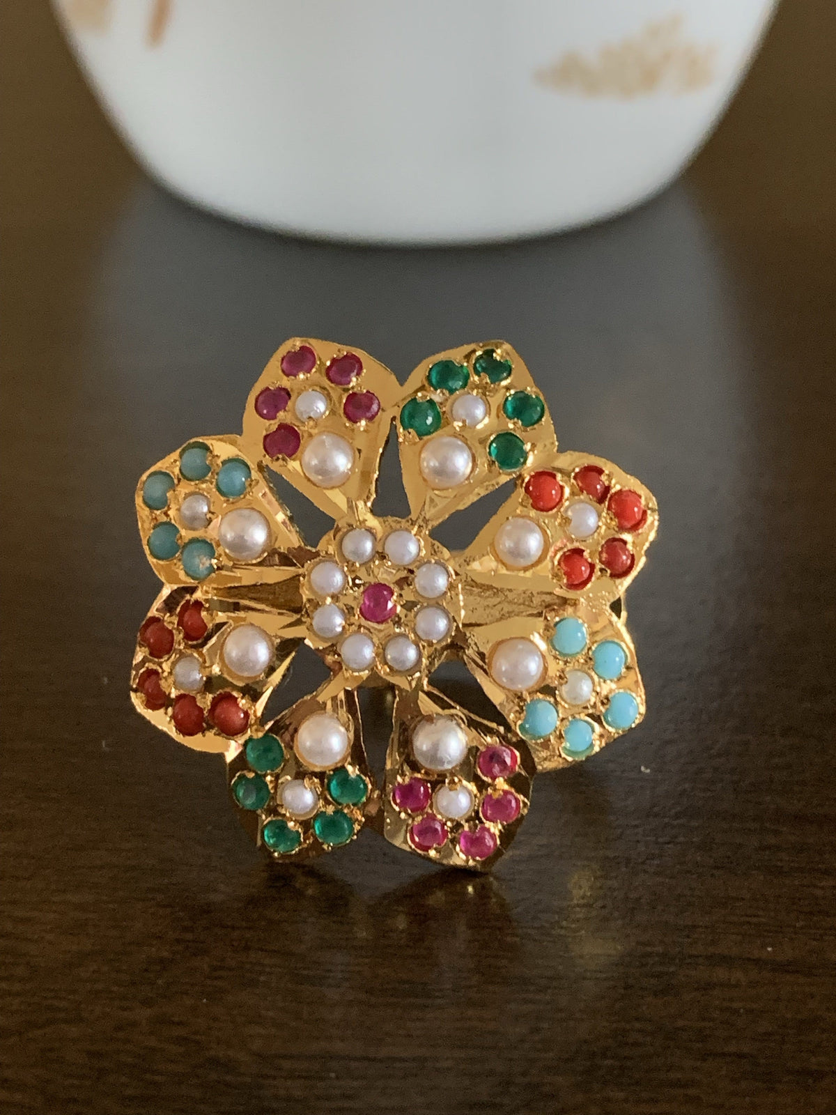 DJR40 Flower jadau ring ( READY TO SHIP)