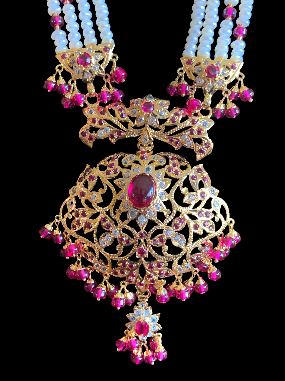 MAHNOOR gold plated silver Rani haar in rubies ( READY TO SHIP )