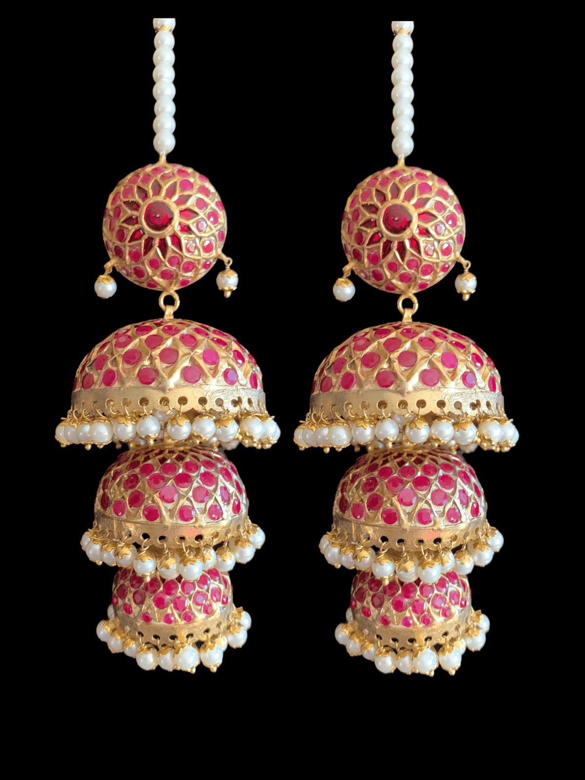 DER106 Freya layered jadau jhumka - ruby ( READY TO SHIP )