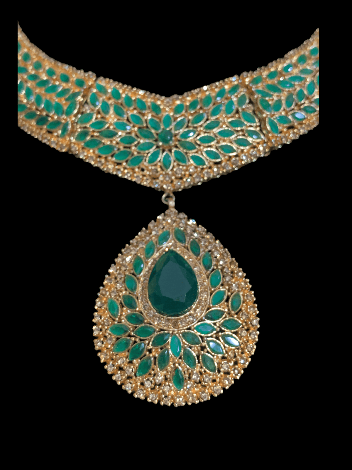 NS86 Rabeta necklace set- green (READY TO SHIP)