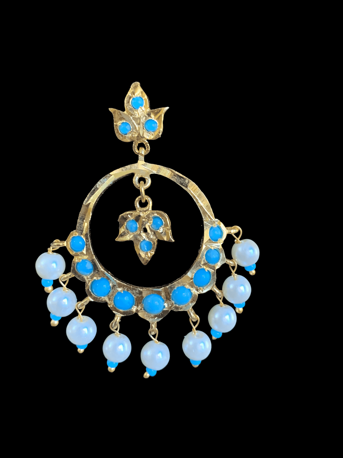 DER282 Nida chandbali medium sized ( turquoise ) ( READY TO SHIP)