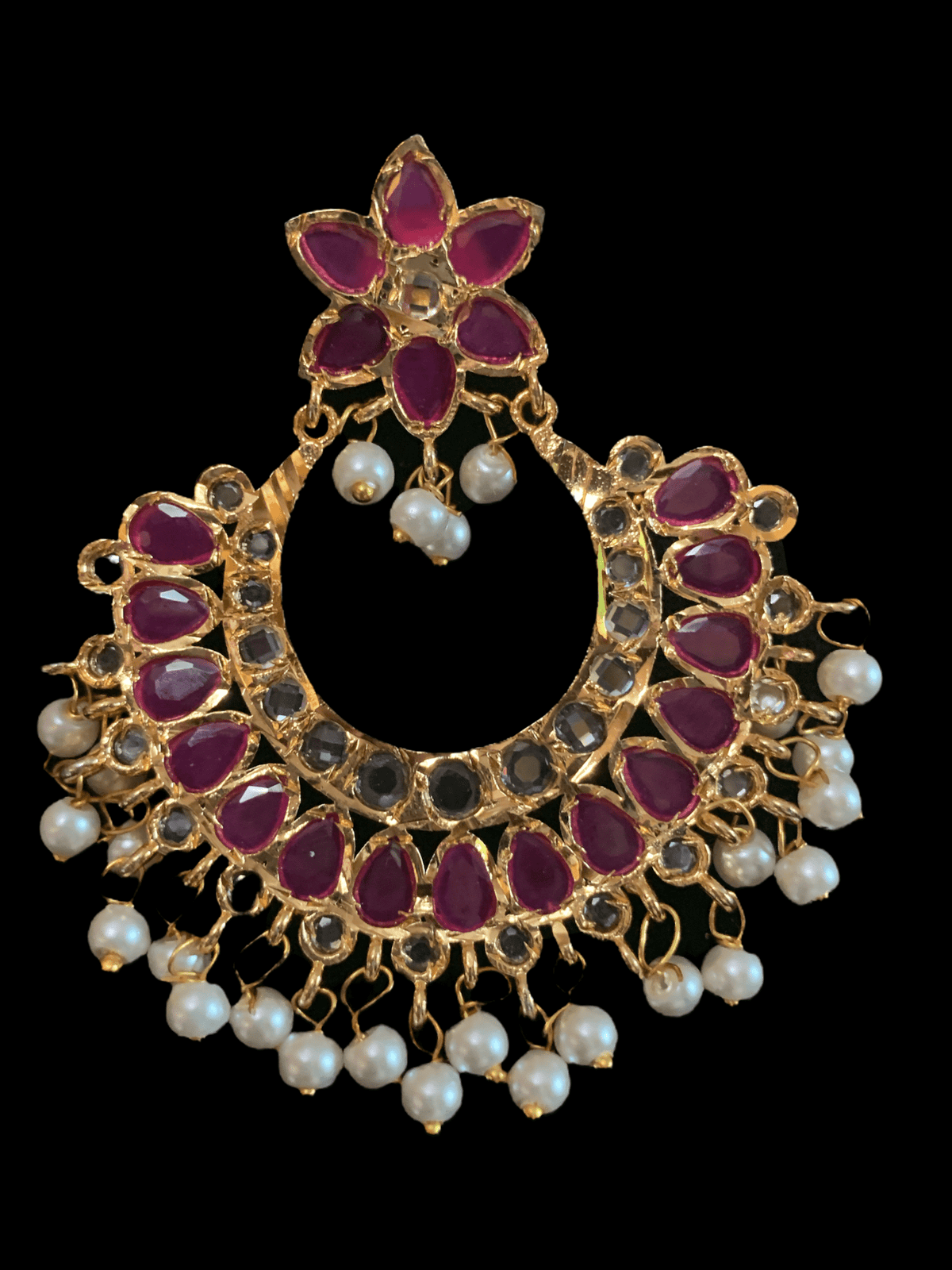 DER54 Subhana chandbali in ruby ( READY TO SHIP )