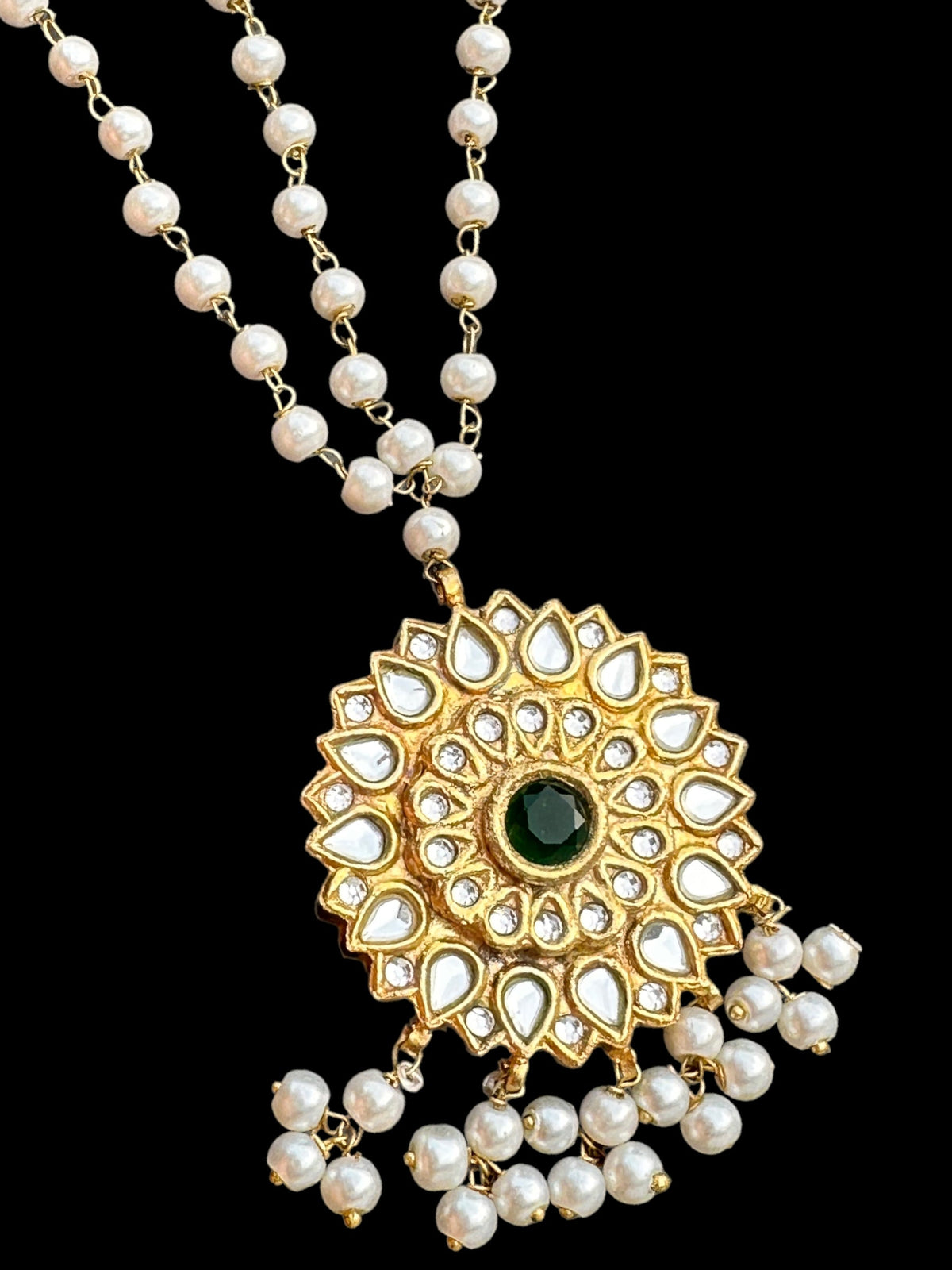 DJTK127 kundan mathapatti with pearls ( READY TO SHIP )