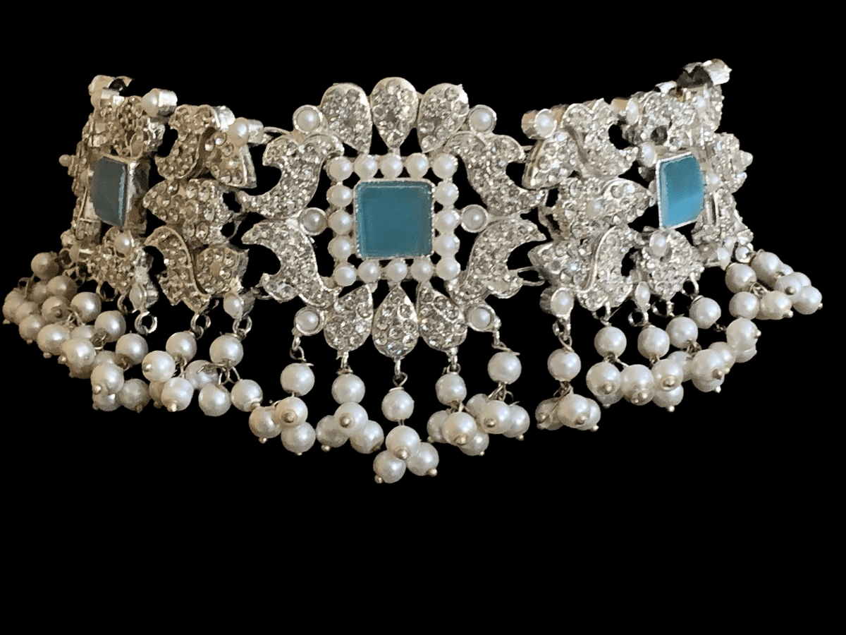 BR108 Anisa pakistani bridal set- Mint blue (READY TO SHIP )