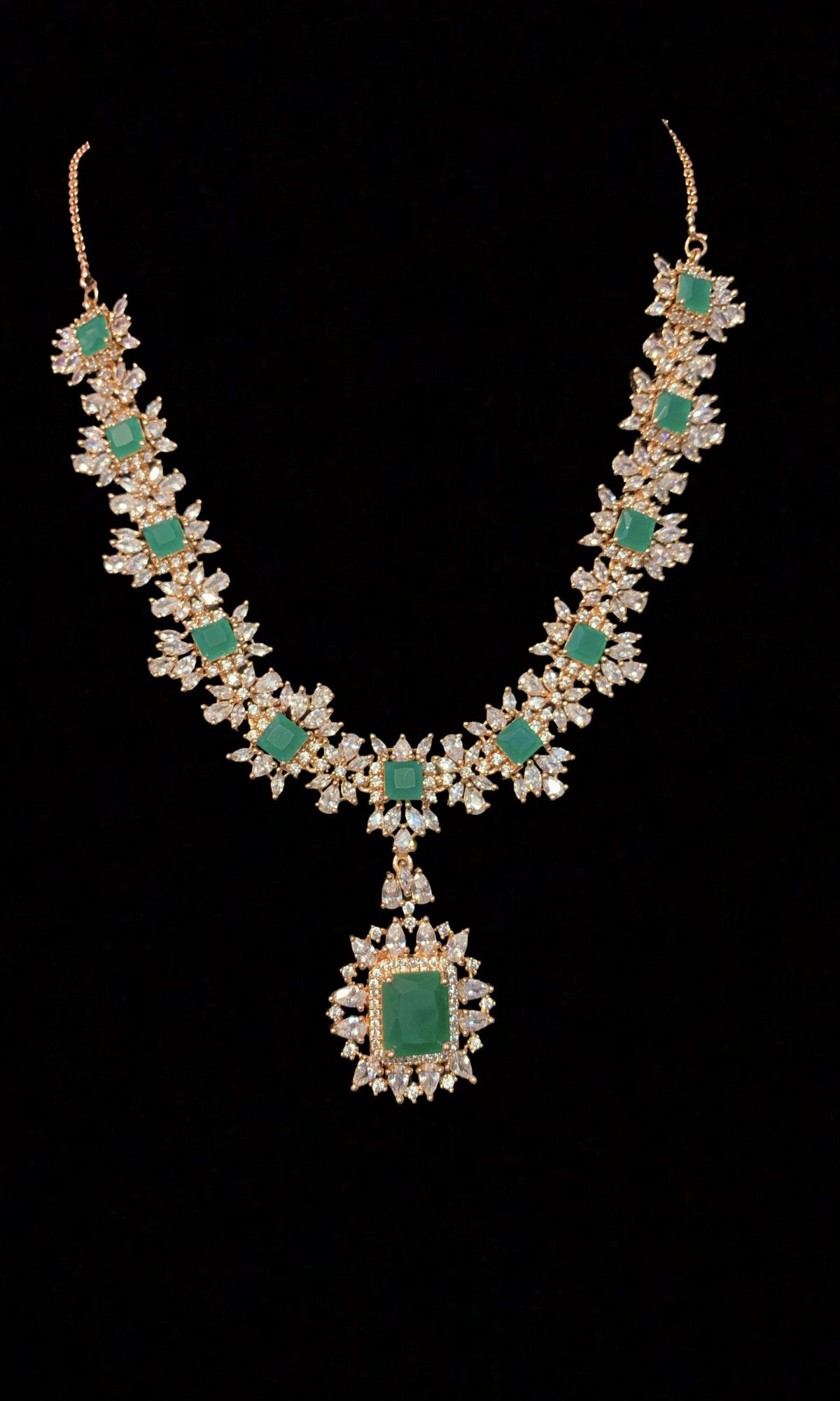 BR30 Sarah gold plated cz set in green ( READY TO SHIP )