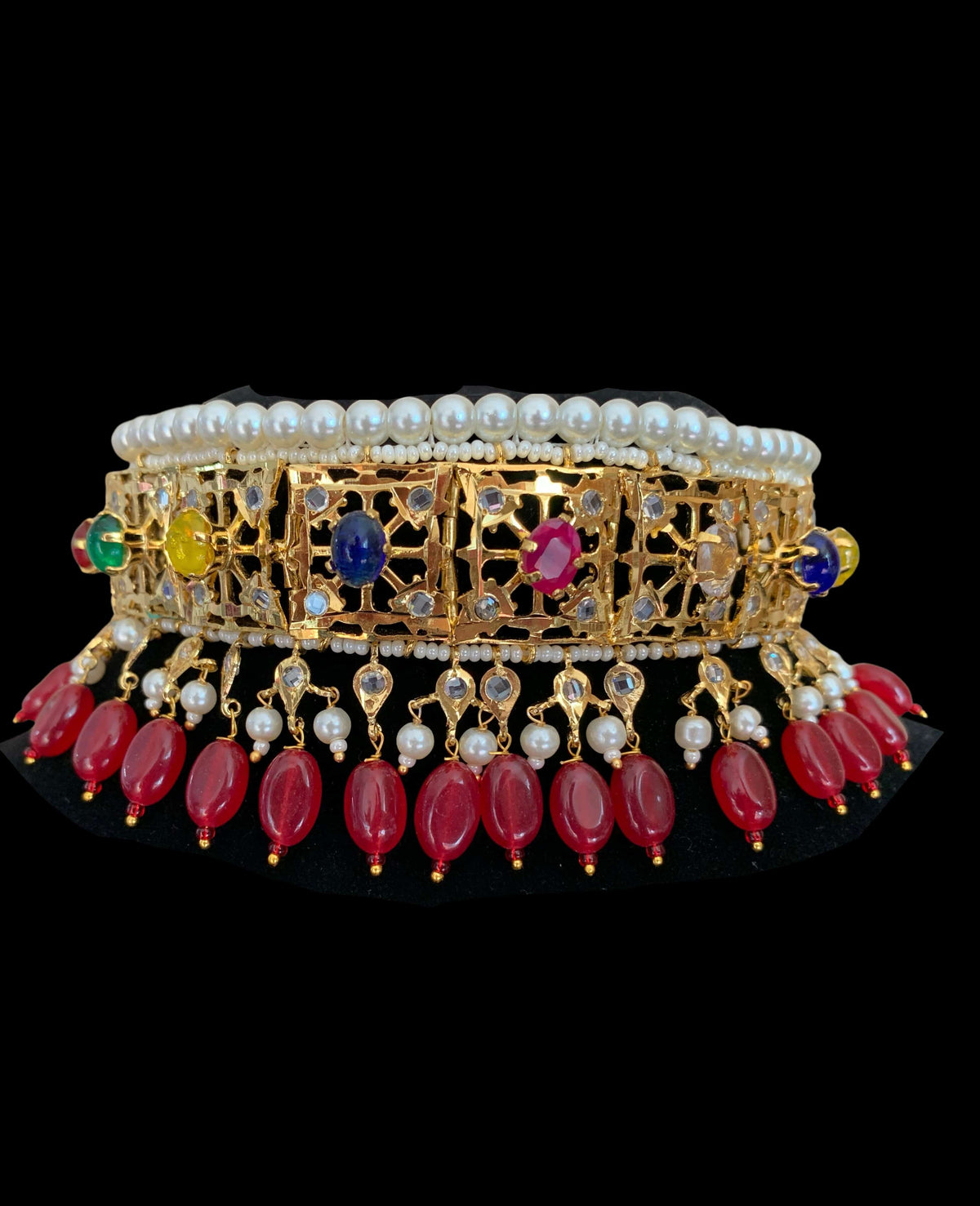 BR47 Navratan jadavi alcha hyderabadi bridal set (READY TO SHIP )