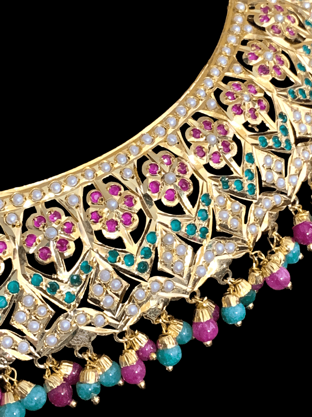 NS316 ruby emerald jadau necklace set ( READY TO SHIP)