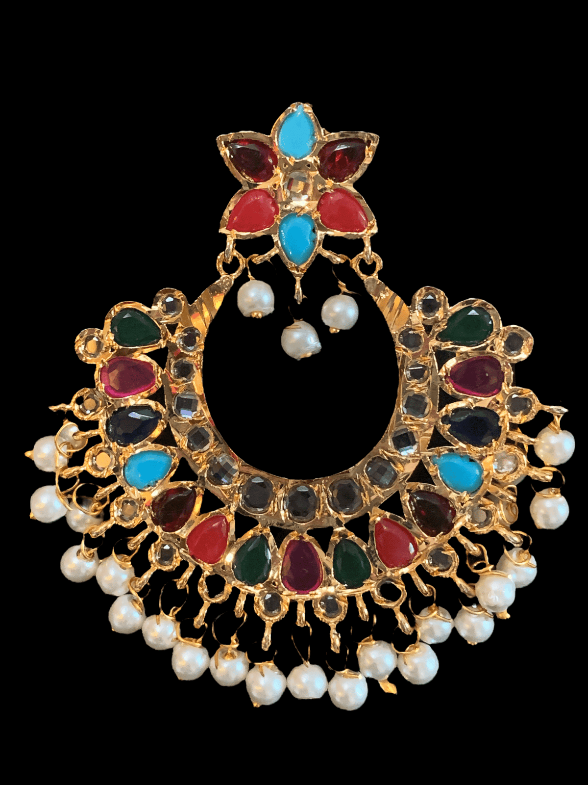 DER55 Subhana chandbali in Navratan ( READY TO SHIP )