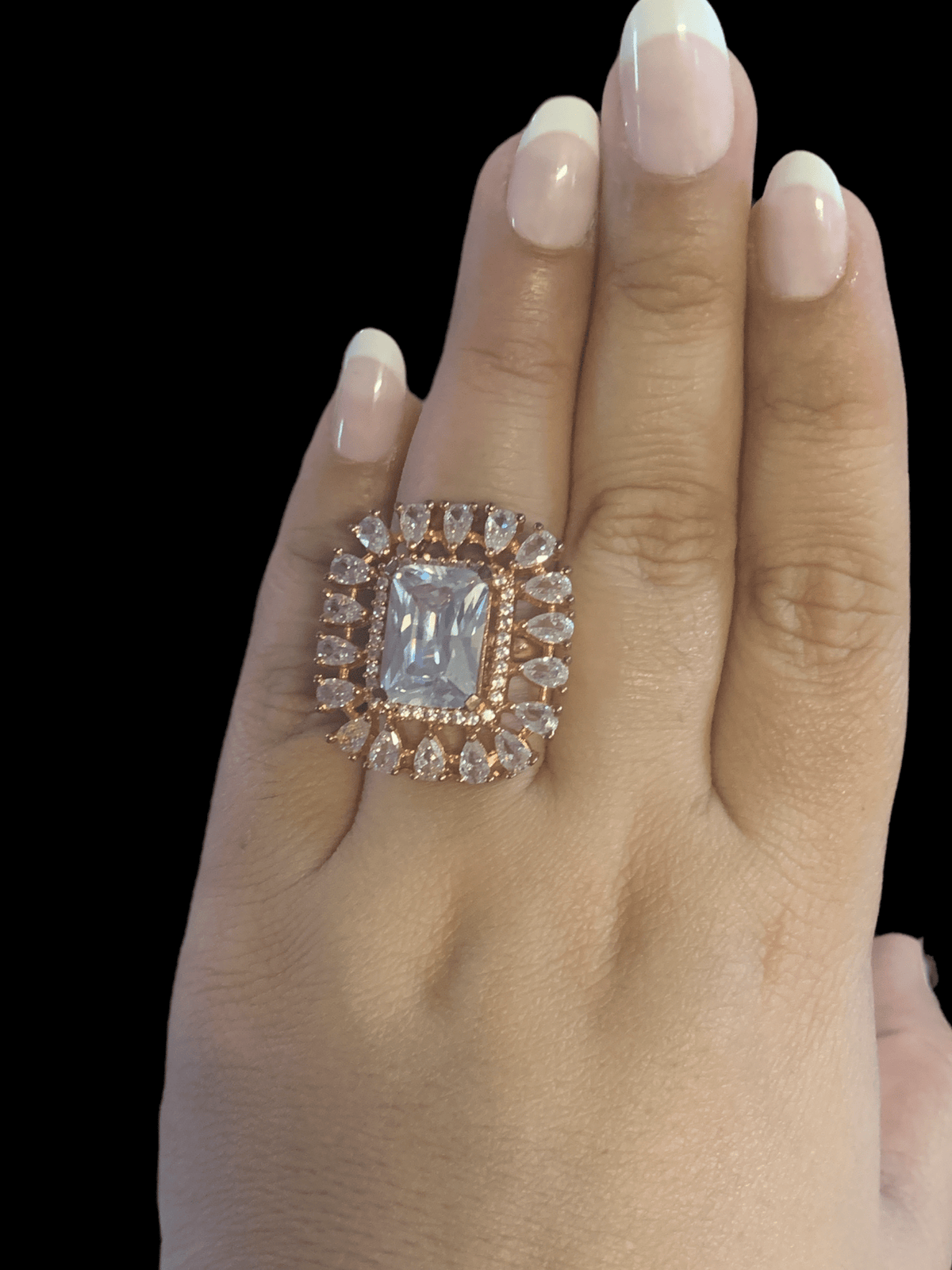 DJR26 Square cz ring rose gold plated ( READY TO SHIP )