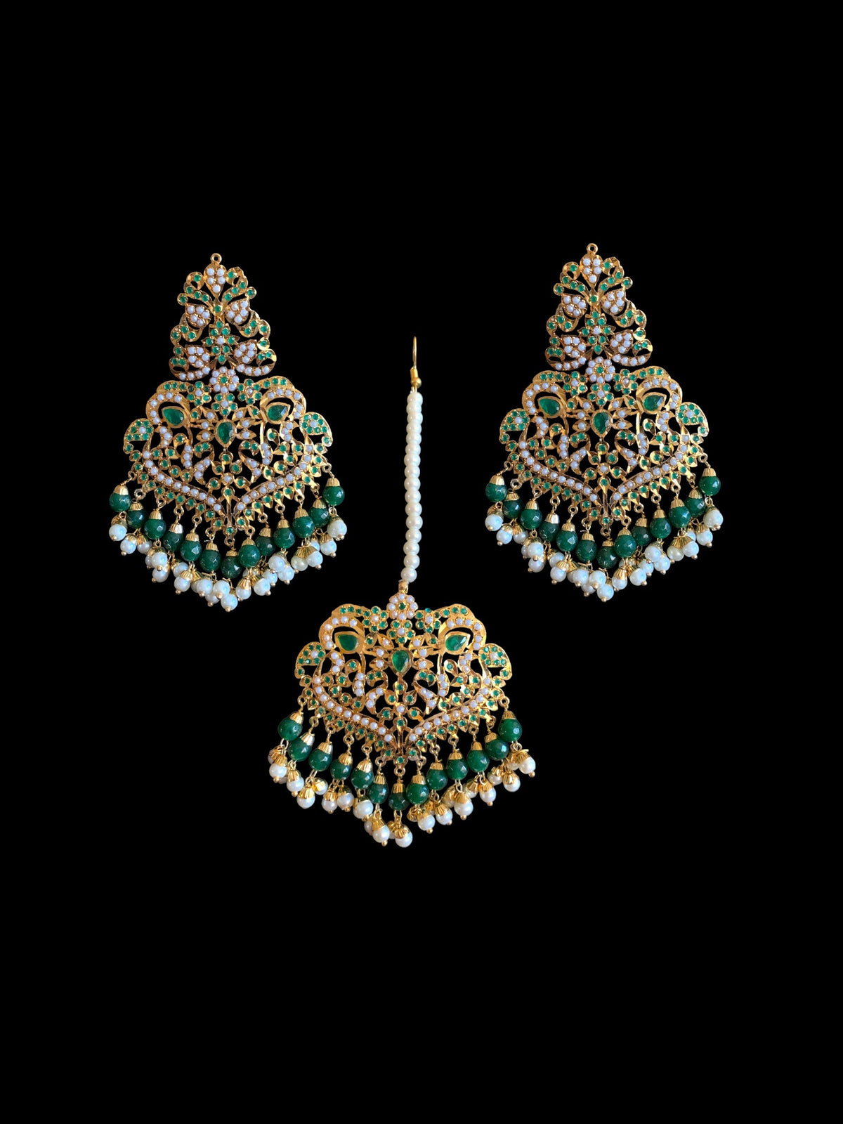 LN173 Neeli jadau rani haar in green ( READY TO SHIP )
