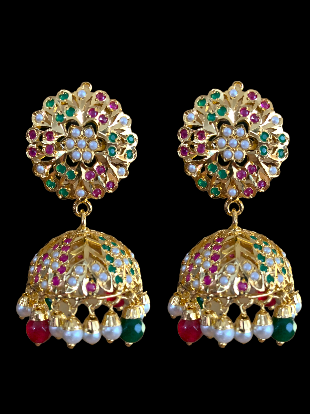 C194 Gold plated choker set in ruby emerald ( READY TO SHIP)