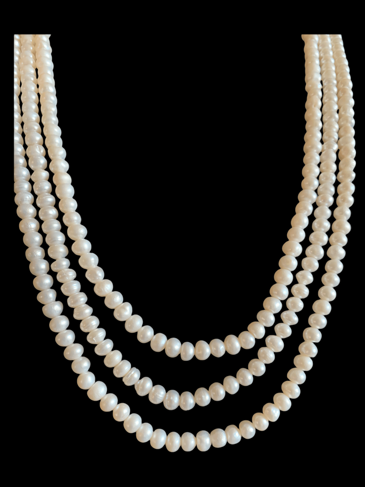 NS197 Three layer fresh water pearl necklace (SHIPS IN 2 WEEKS)
