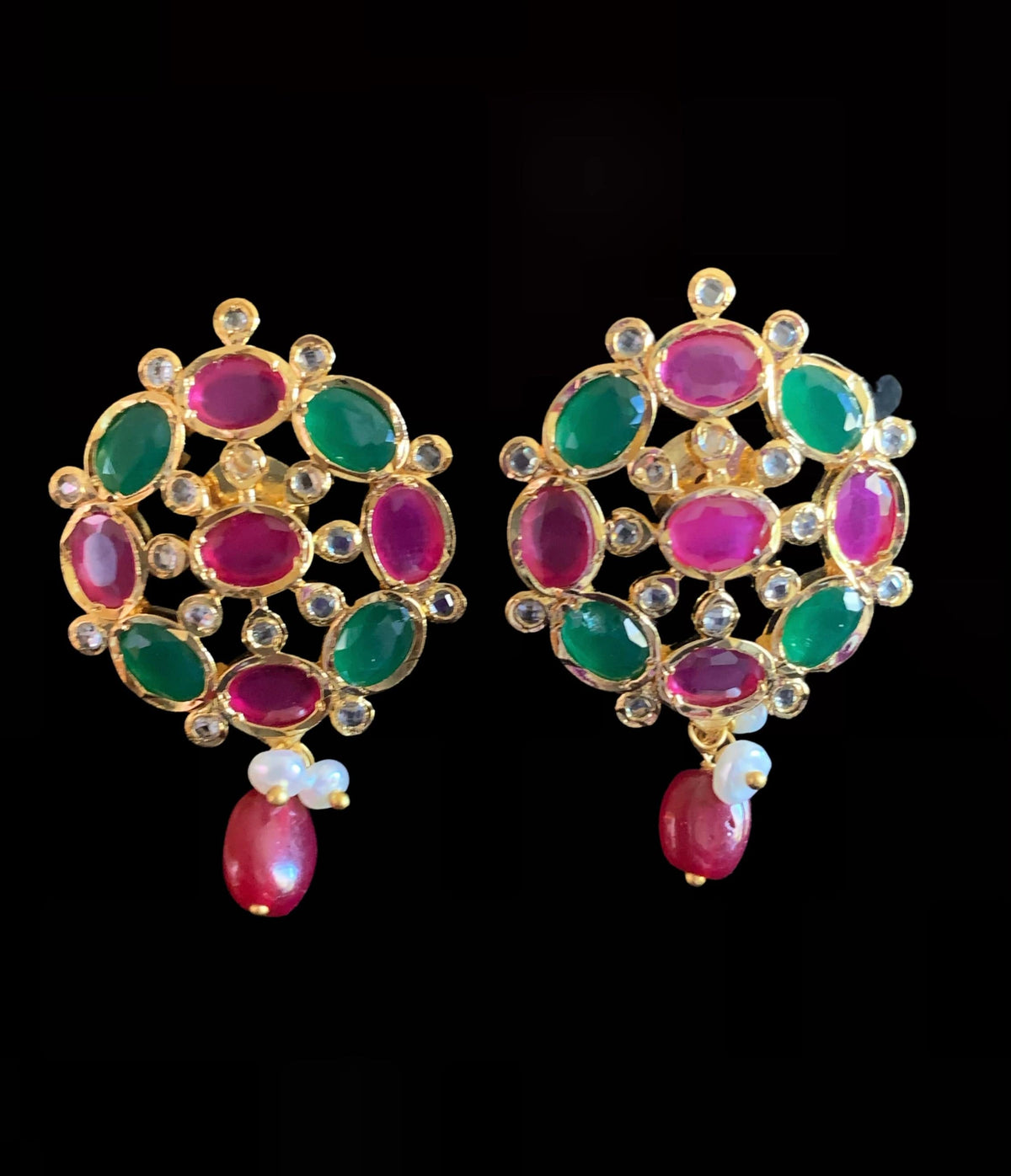 C13 Alma fresh water pearl choker set ( RUBY EMERALD ) ( READY TO SHIP )
