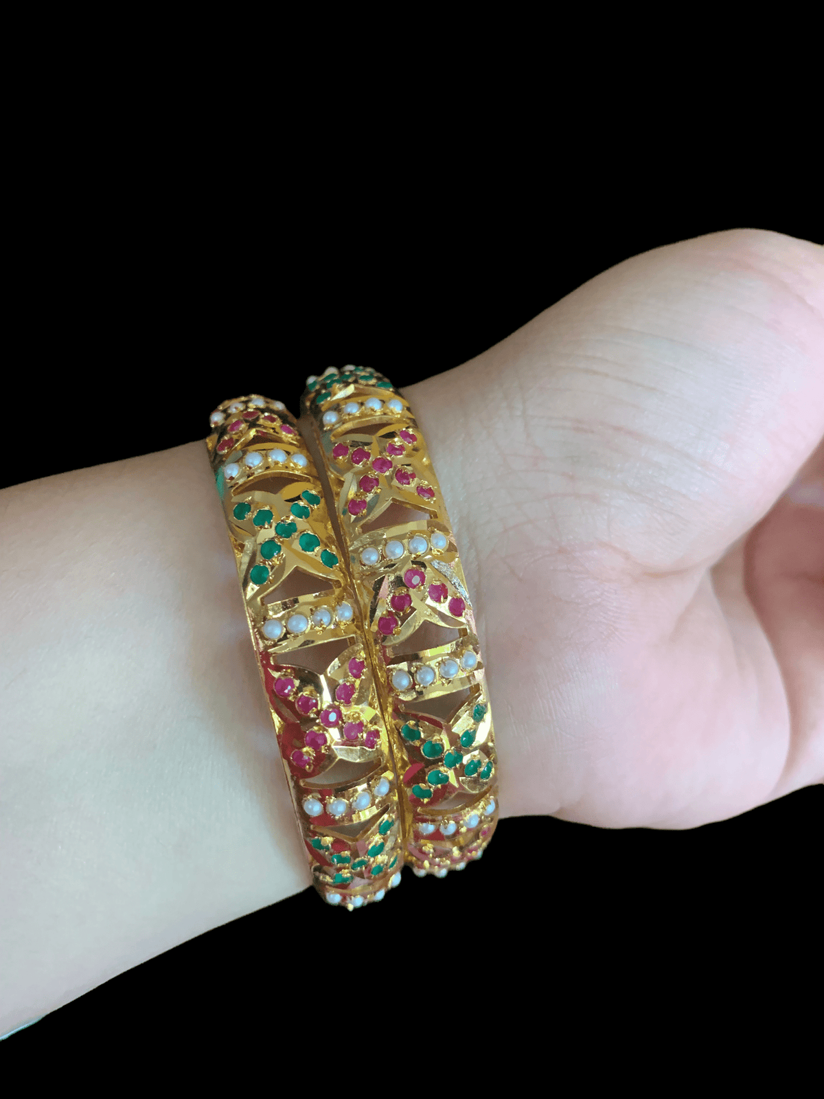 B22 SHAZMA JADAU BANGLES - ruby emerald (READY TO SHIP)