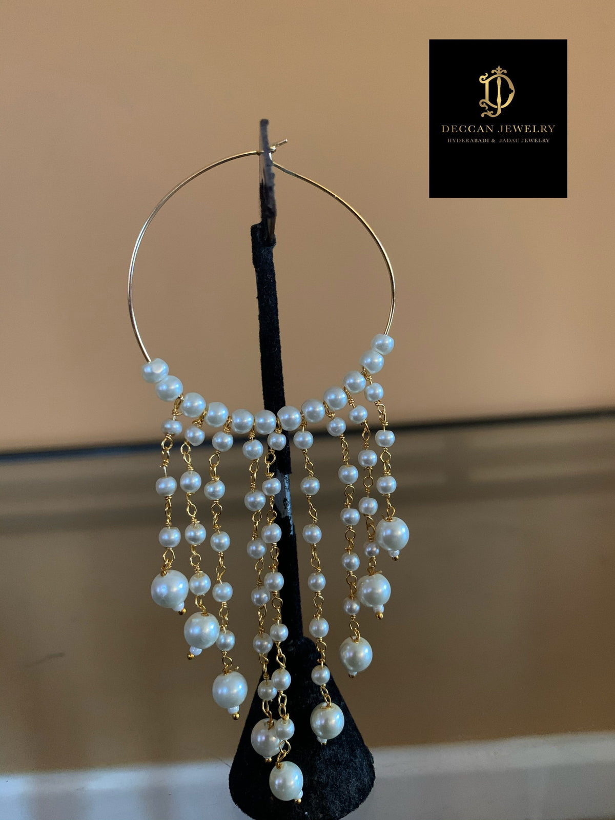 DER382 Riza pearl bali earrings (READY TO SHIP )