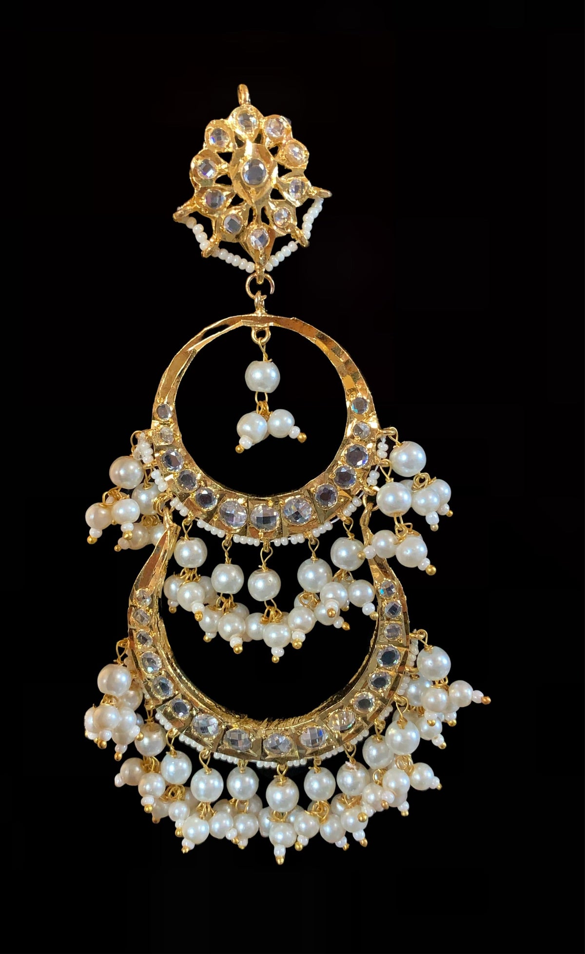 DER196 Sheema Chandbali earrings - pearls ( READY TO SHIP)