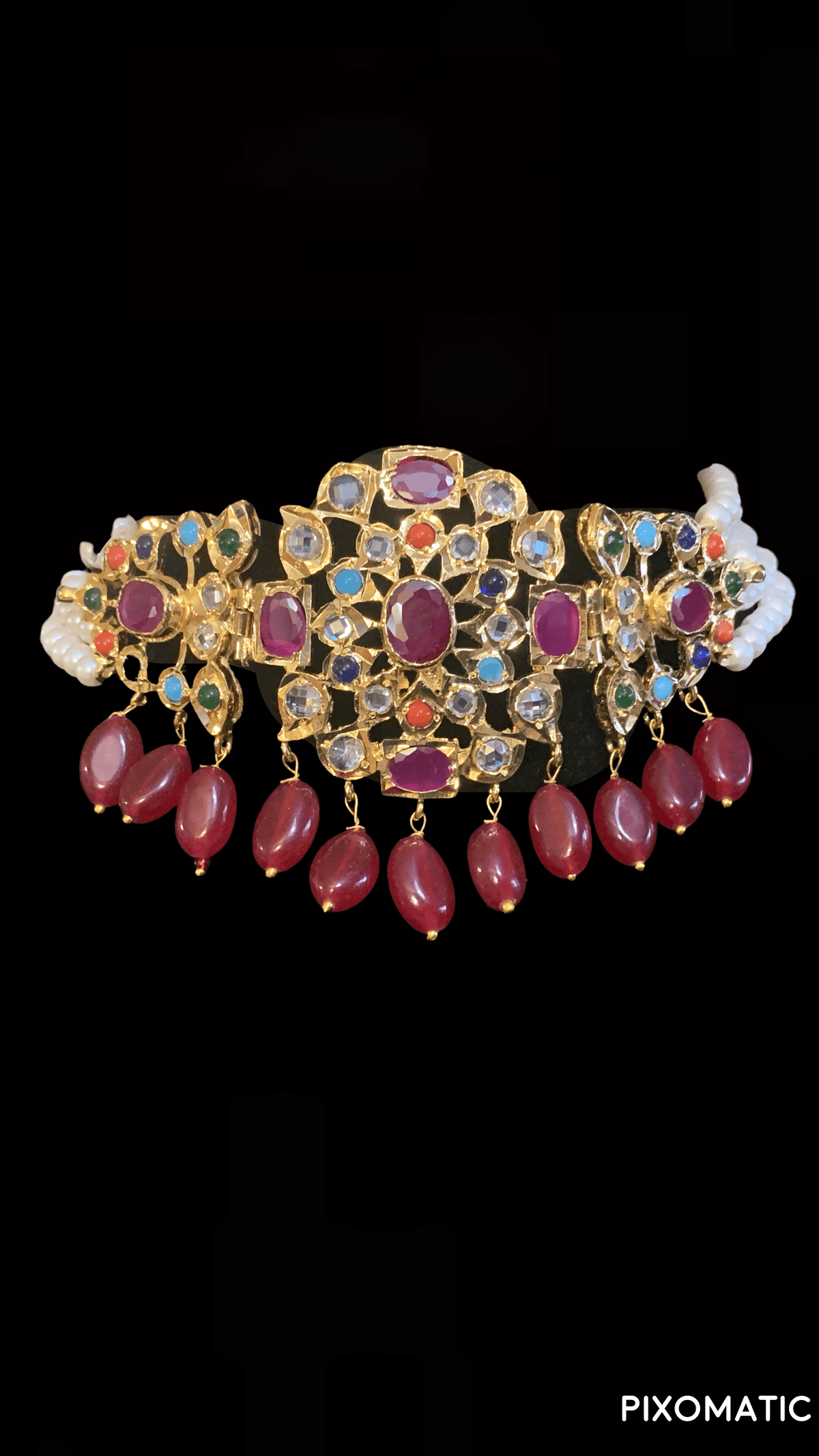 Lekha choker set in Navratan ( shell pearls ) ( READY TO SHIP )
