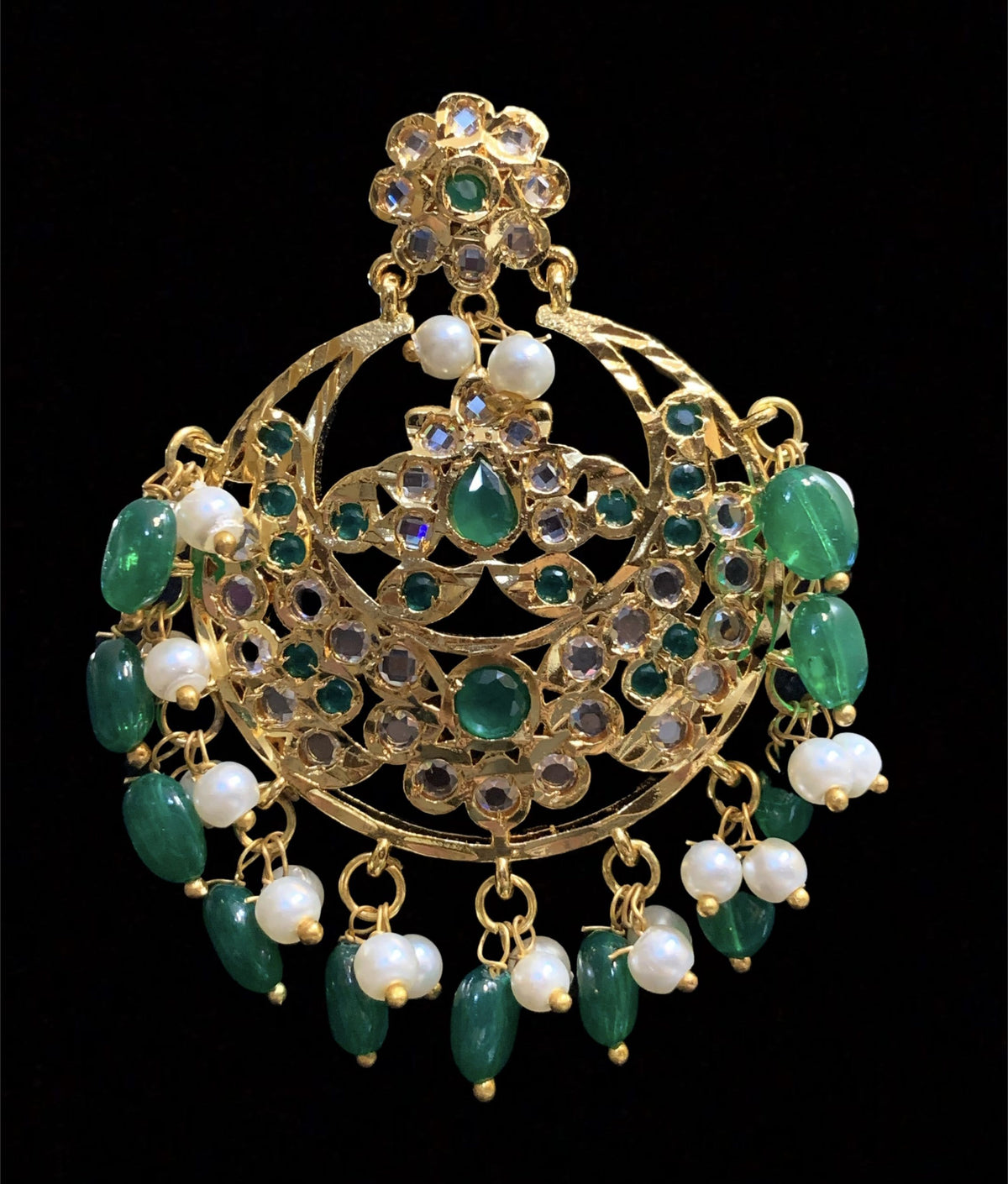 Afiza hyderabadi chandbali in green ( READY TO SHIP )