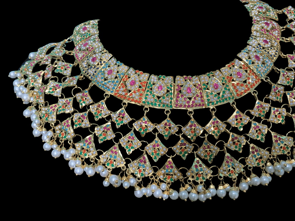 BR91 Hunza Navratan jadau bridal set ( READY TO SHIP )