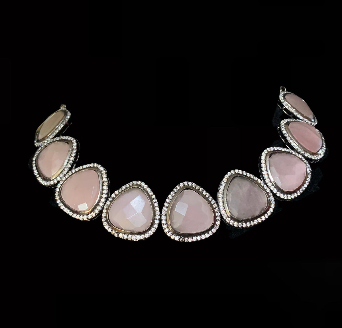 NS10 Victorian plated cz necklace -pink ( READY TO SHIP )