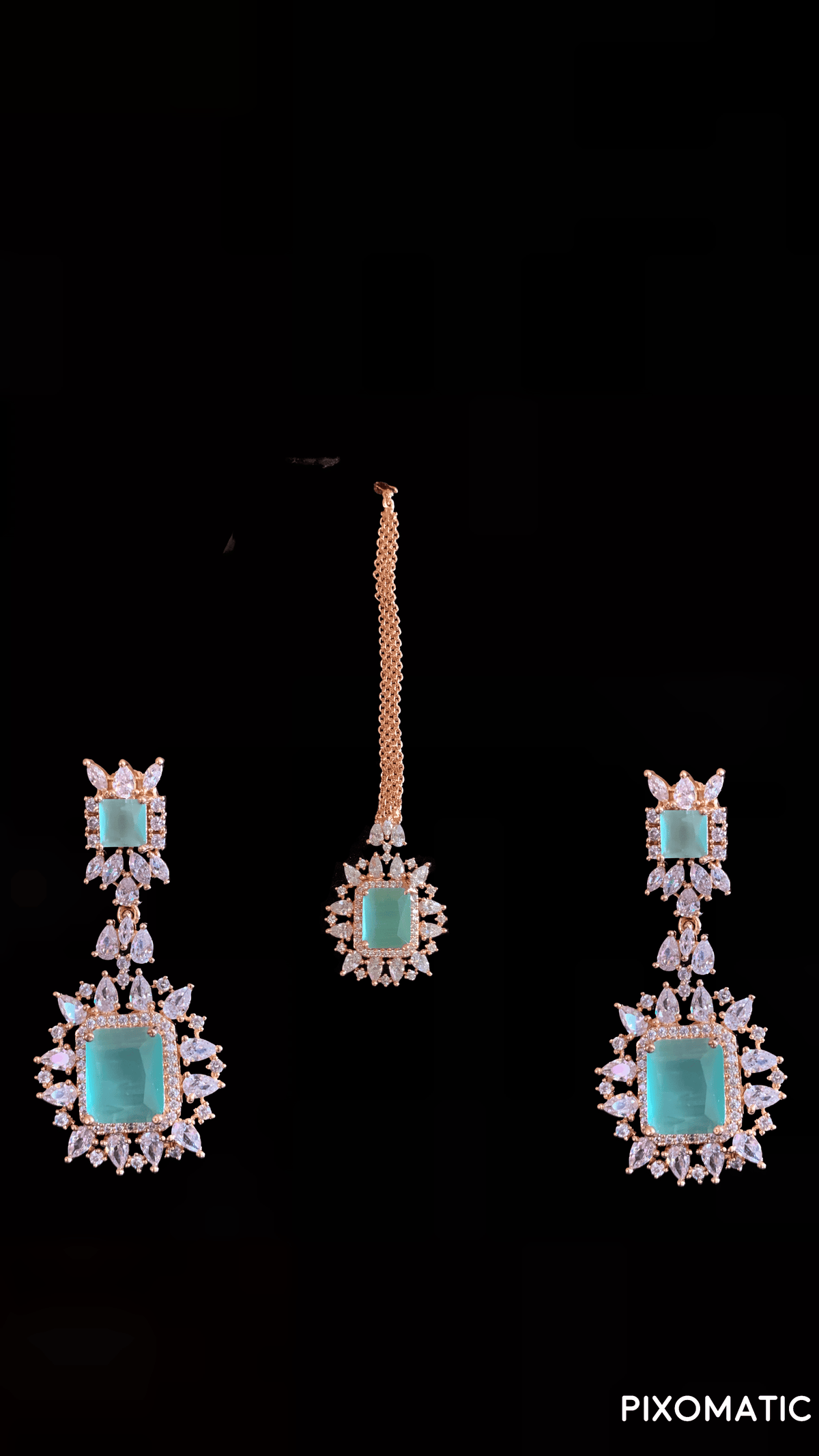 BR27 Sarah rose gold plated cz set in mint GREEN ( READY TO SHIP )