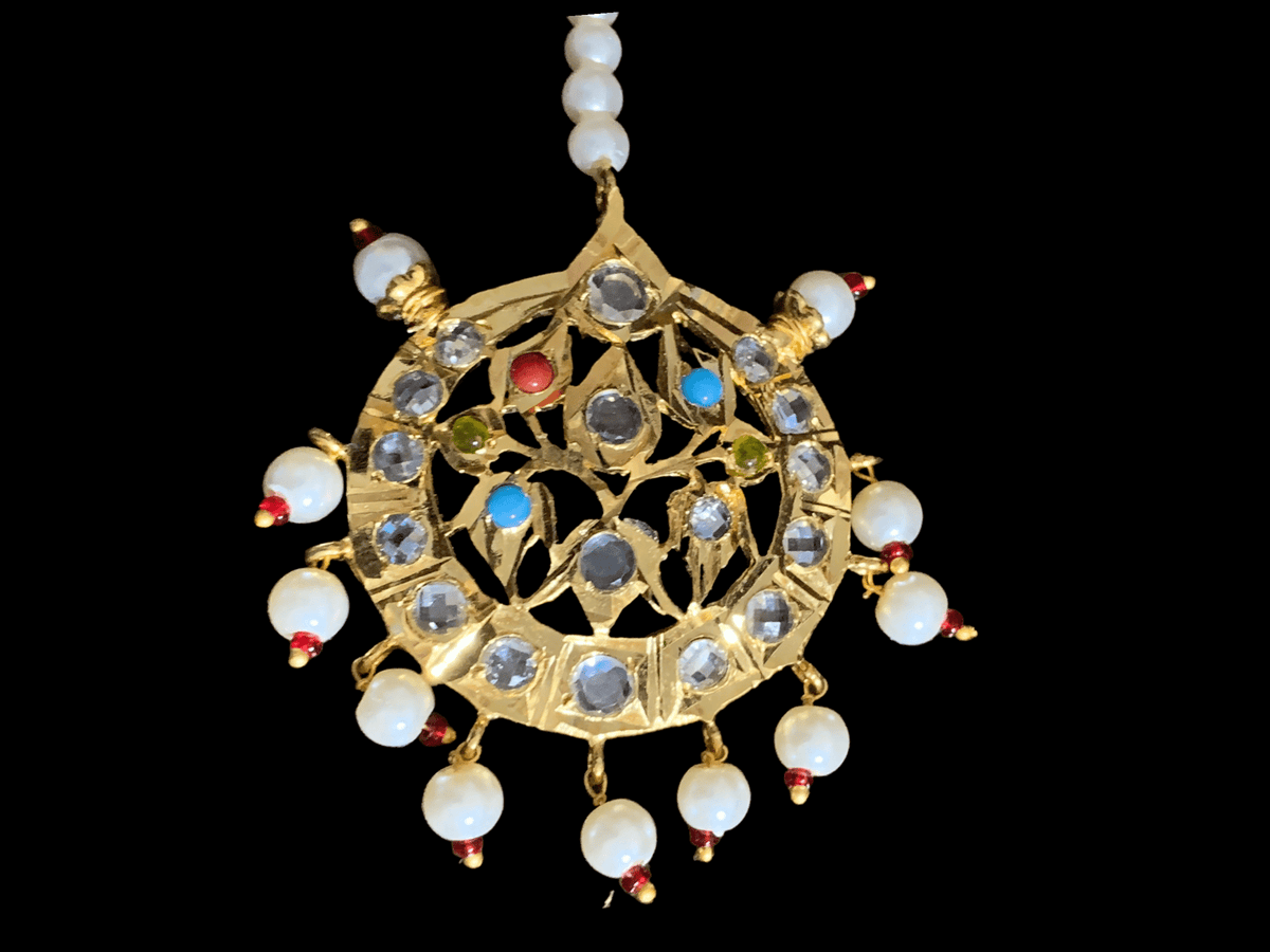 DJTK25 Insia navratan tika in shell pearls (READY TO SHIP )